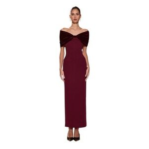 Sonya Moda Belluno Off-Shoulder Maxi Dress Redwood Size Large NWT